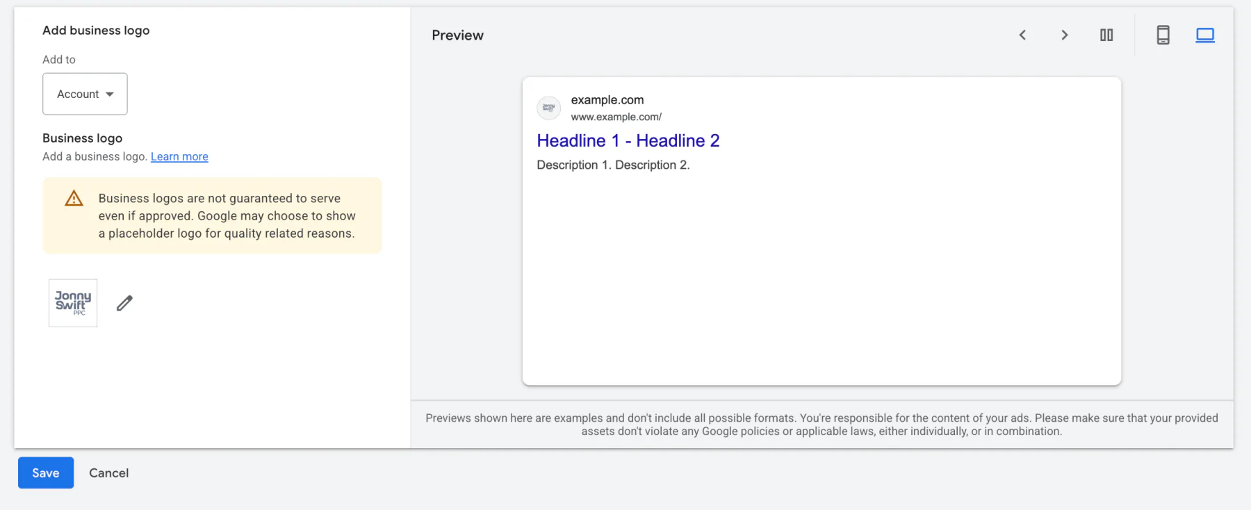 Adding business logo on Google Ads