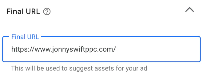 Change final URL area on Google Ads