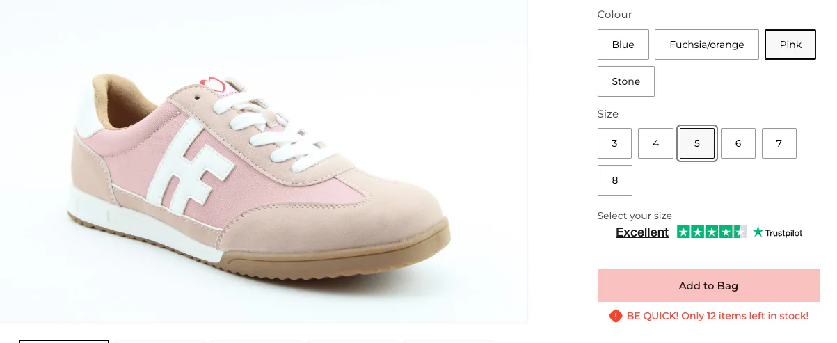 Ecommerce cta with instructions of sizes
