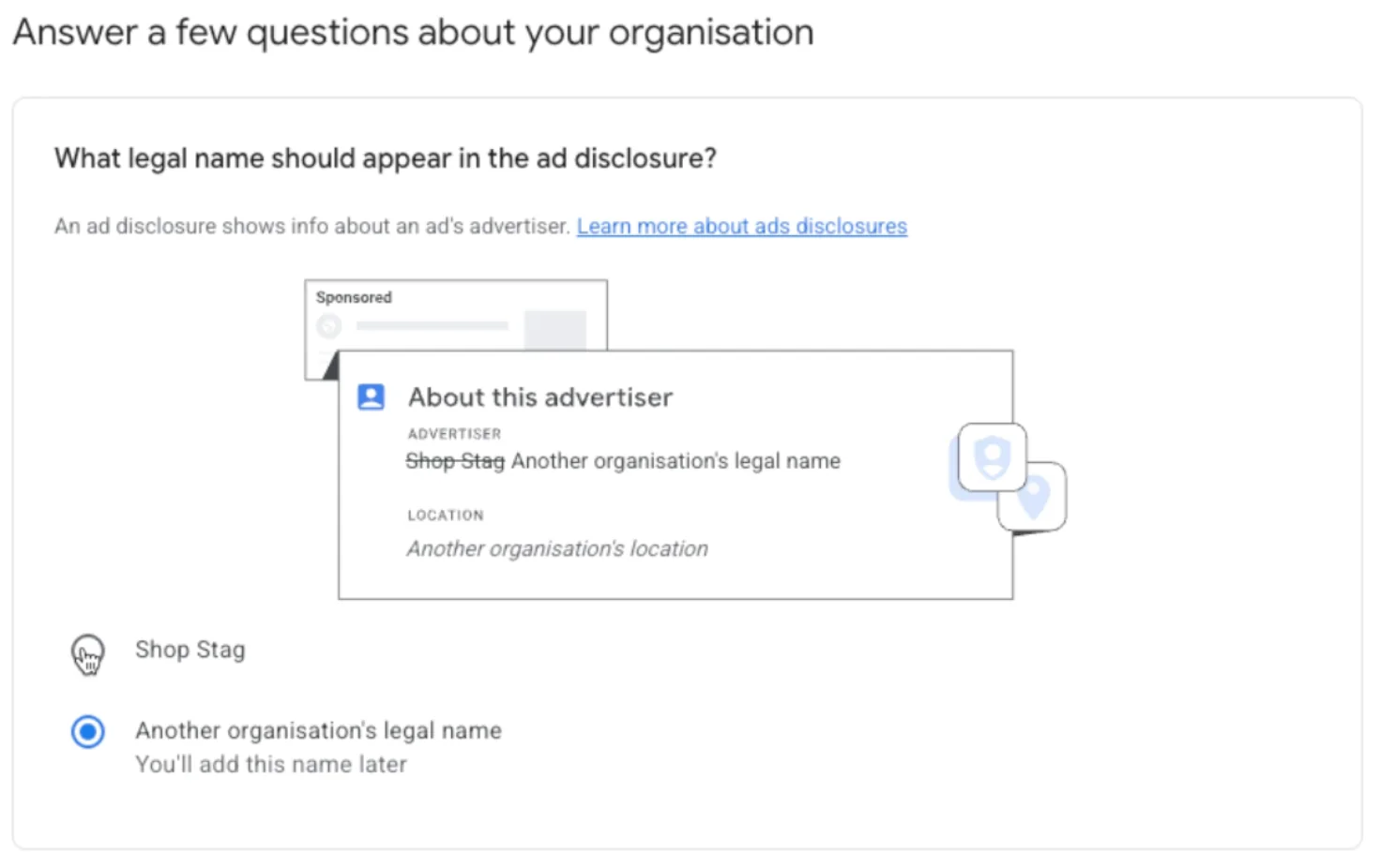 Google Ads ad disclosure example