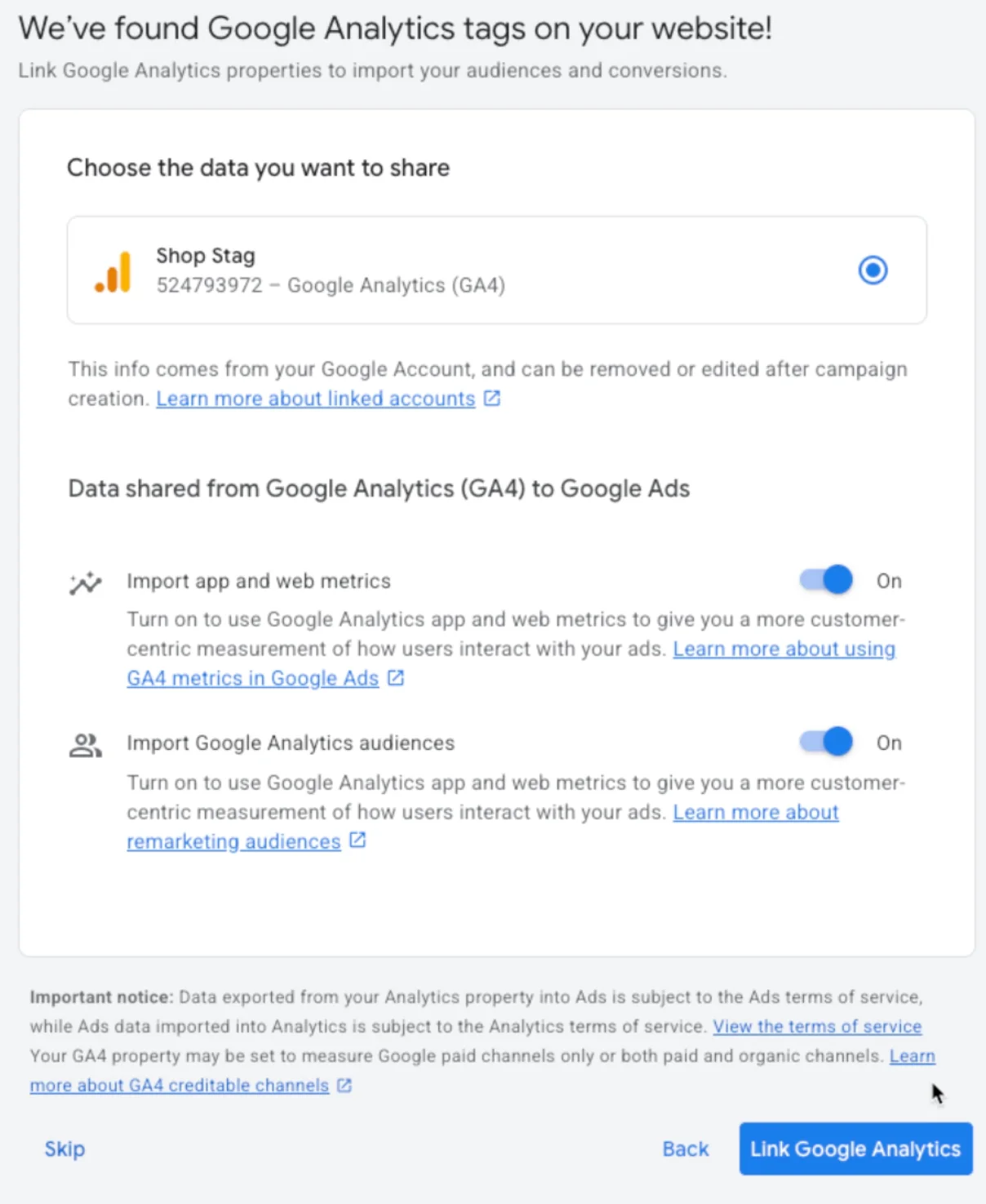 Google Ads connect to Google analytics