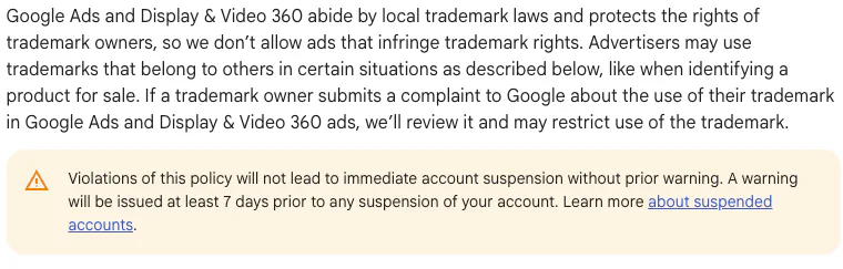 Google Ads trademark guidelines