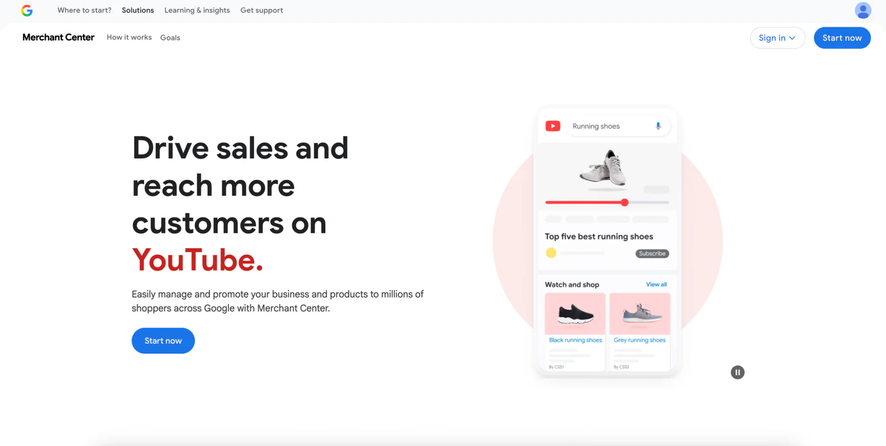 Google merchant centre register page