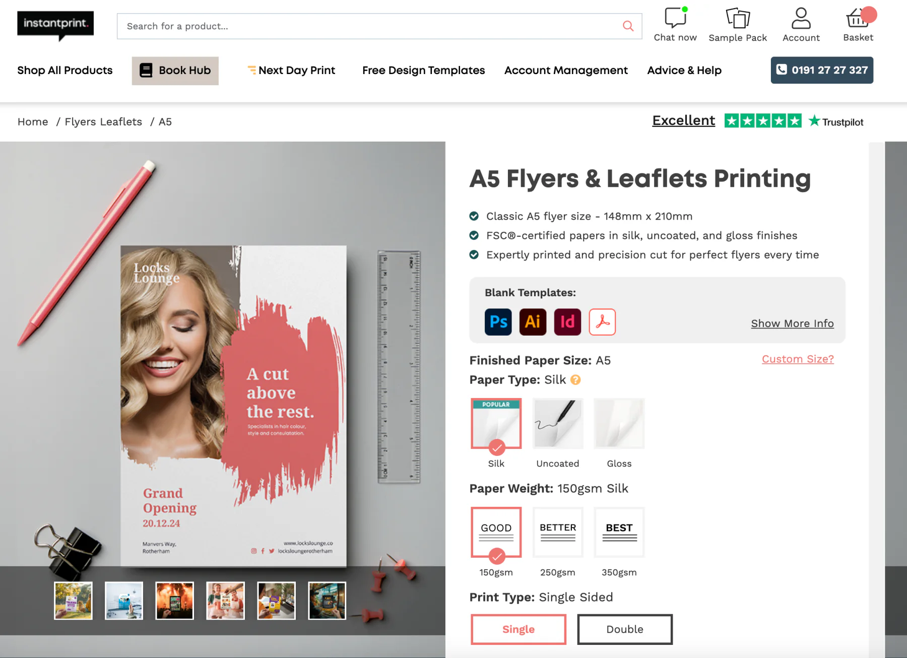 Instantprint landing page example