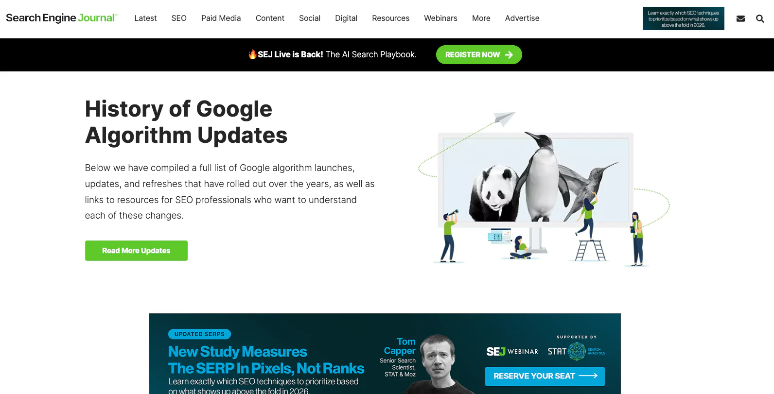 Keep up to date on Google algorithm updates via search engine journal