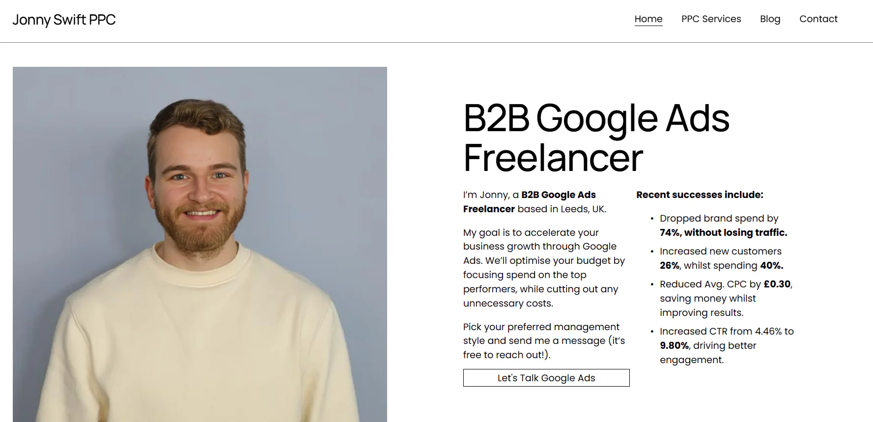Example of my PPC website back in 2025