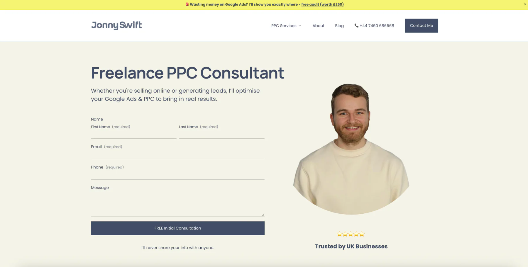 Example of a lead generation landing page