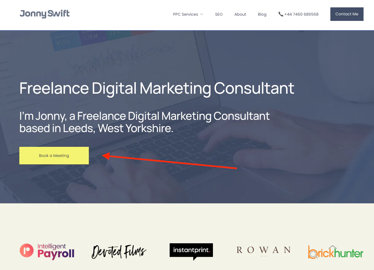 Contact me button on a website